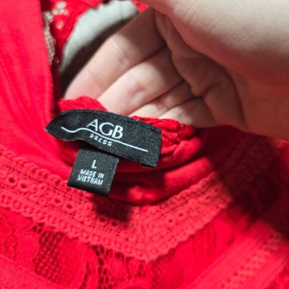5/$25 AGB Red Lace Shift Mini Dress - Picture 5 of 6